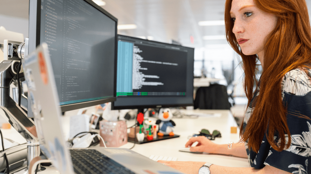 a woman doing cloud computation