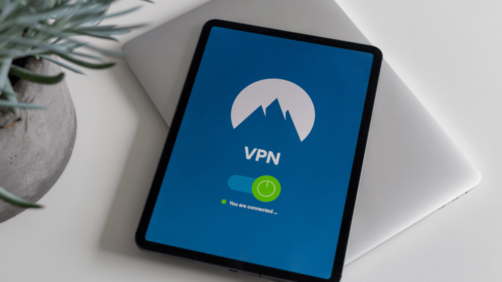 a vpn logo presented in a tablet