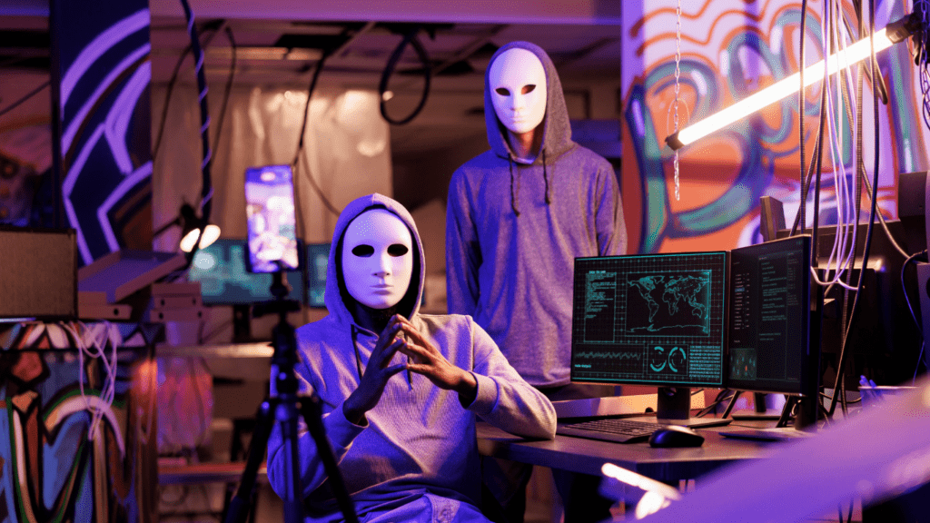 two man wearing masks as a cyber hackers