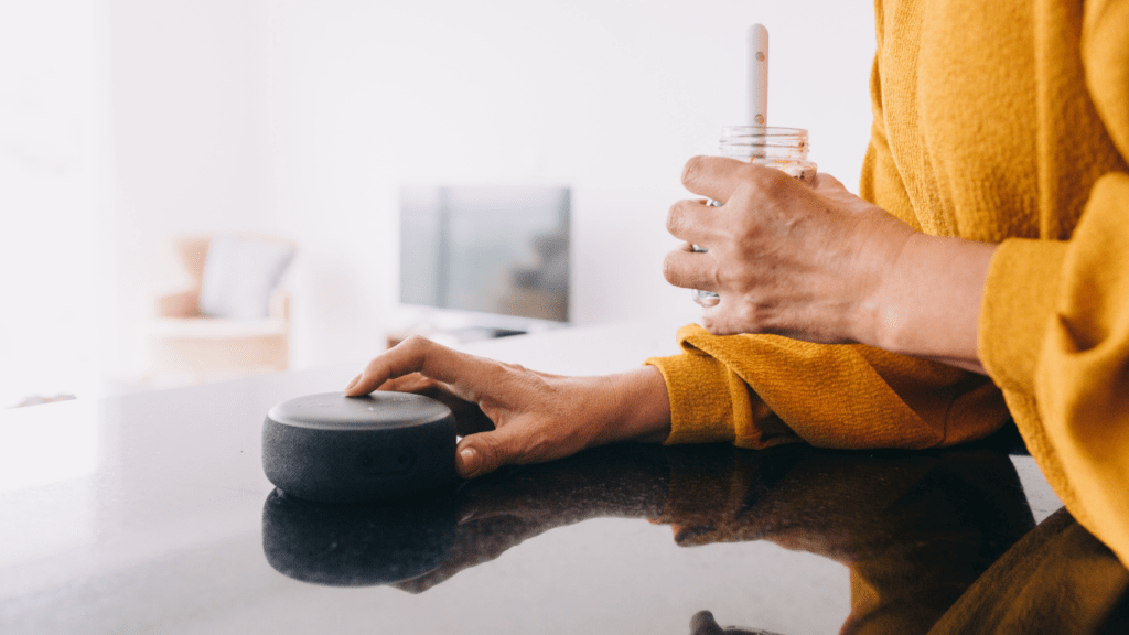 a man using a smart home device