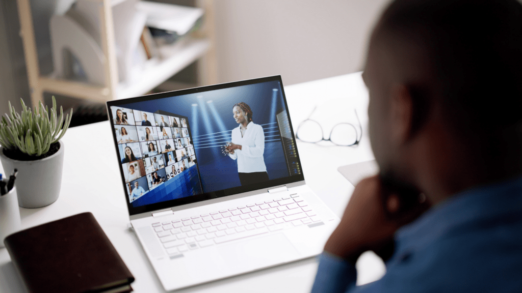 a man doing virtual classes 