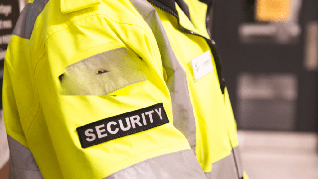 a man wearing security gear