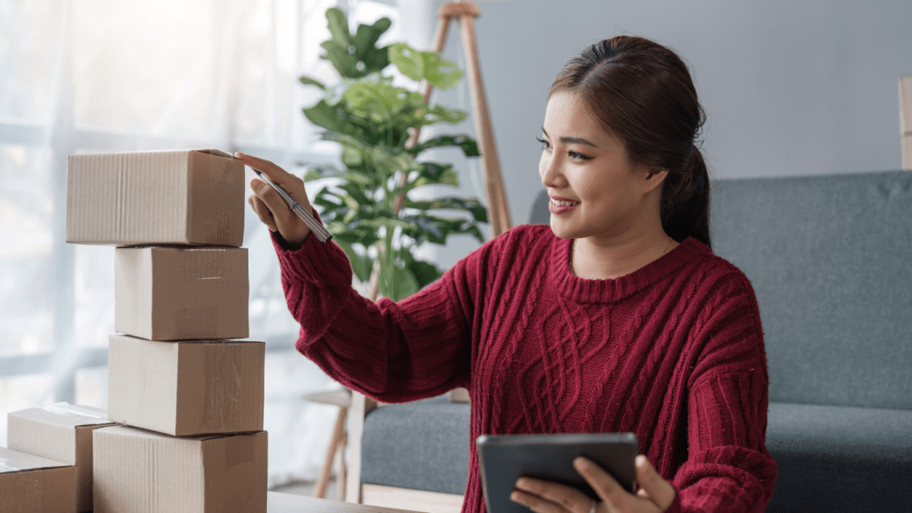 a woman doing an e-commerce business 